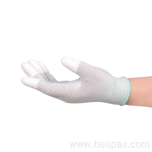 Hespax CE Approved Work Gloves PU Fingertips Coated